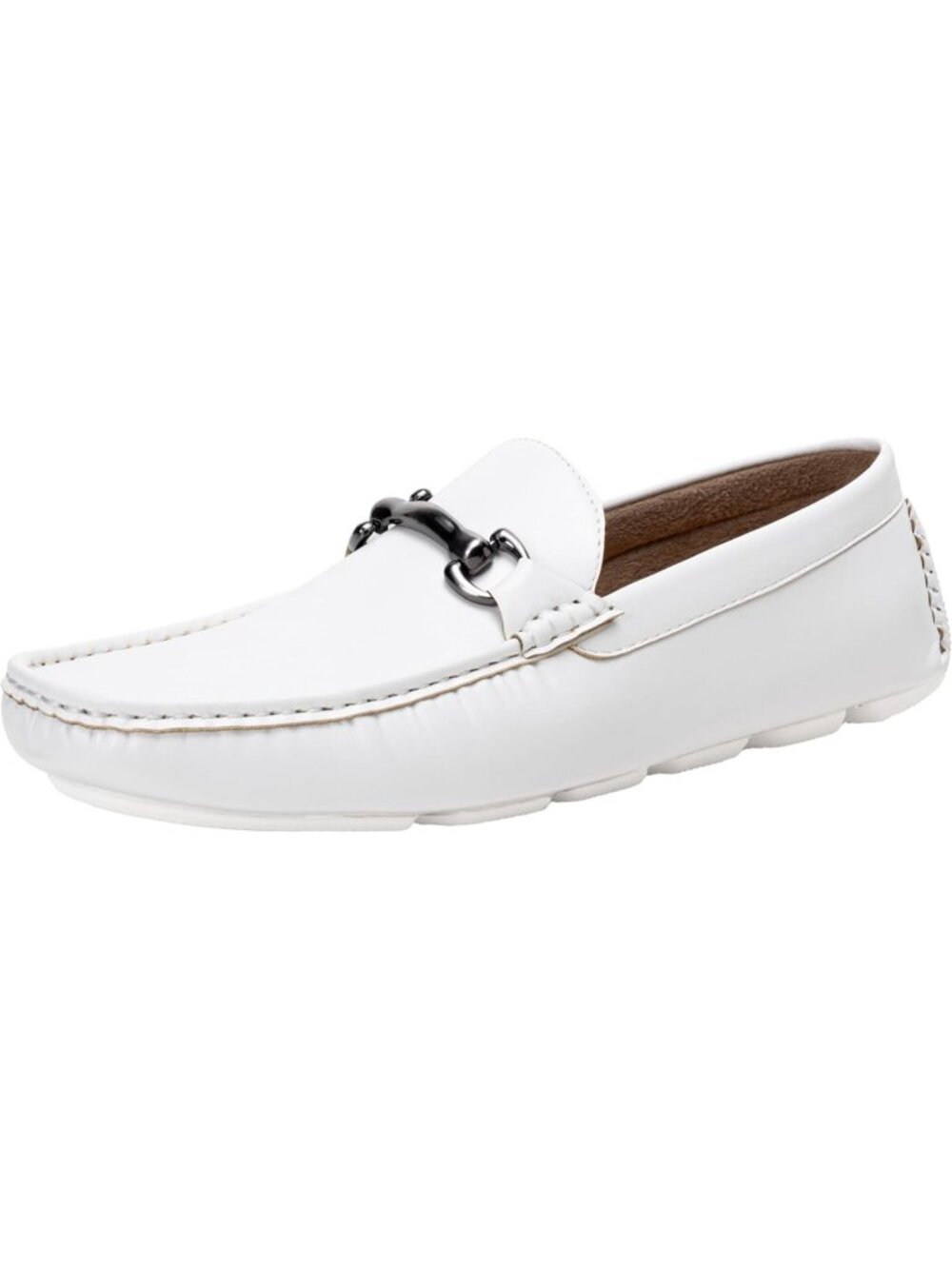 Men's White Square Toe Casual Dress Lightweight Flat Slip On Penny Loafers